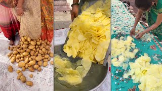 OMG..😲!! 50 Kg Potato Wefer Process at Home - ladies Making Potato Chips