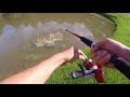 catching a big grass carp in small community pond