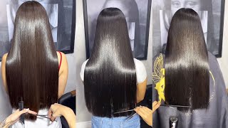 How to cut hair straight । straight cut for long hair women long hair cutting