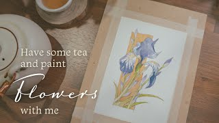 Easy Watercolor Flower Process: Iris / 簡易水彩鳶尾花