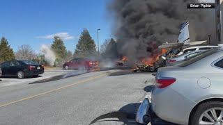 A single-engine plane crashes near a Pennsylvania airport and all 5 aboard are taken to hospitals