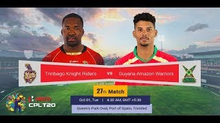 🔴 CPL 2019 Match 27 Live |Trinbago Knight Riders vs Guyana Amazon Warriors  || CPL 2019 |