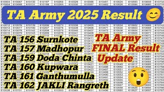 TA Army Result Out ll TA Army FINAL Result ll TA 156,157,158,159,160,161,162 ll TA Army FINAL Result