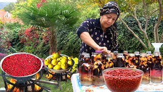 Wild Hawthorn Berries Harvesting from Forest | Making Quince Dessert with Walnut