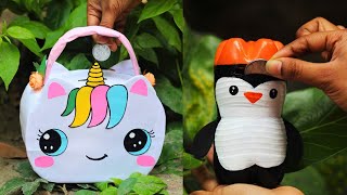 How to make Coin Bank with Cardboard & Plastic Bottle/Best out of Waste/DIY 2 Cute Money Storage Box