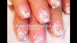 Easy Snowflake Nails | DIY Pink and White Glitter Nail Art Design Tutorial
