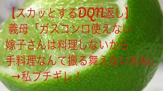 【スカッとするDQN返し】 義母「ガスコンロ使えない嫁子さんは料理しないから手料理なんて振る舞えないわね」→私ブチギレ！