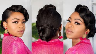 Ladies would you rock this hairstyle? Easy elegant updo on natural hair #shorts #naturalhair #updos