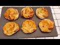 easy homemade nutella cream cheese pastry twisted roll😋 榛果巧克力乳酪酥皮花捲🌹