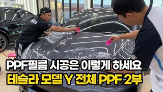 PPF필름 시공 이렇게 하세요. 테슬라 모델 Y 전체 PPF 2부❗