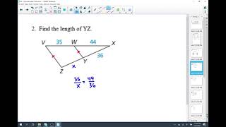 8 6 Example 2 Triangle Proportionality Theorem