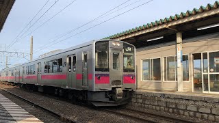 奥羽本線701系100番台秋ｱｷN101編成普通弘前行き664M川部到着→発車