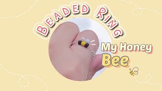 How to Make Bee Beaded Ring (Easy DIY \u0026 Tutorial) 🐝✨