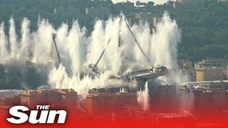 Genoa’s Morandi bridge destroyed in six-second controlled explosion