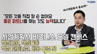 비즈니스 모델 캔버스 중 핵심자원, 핵심활동, 핵심파트너십, 비용구조