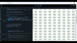 Create a multiplication table in javaScript using nested for loop