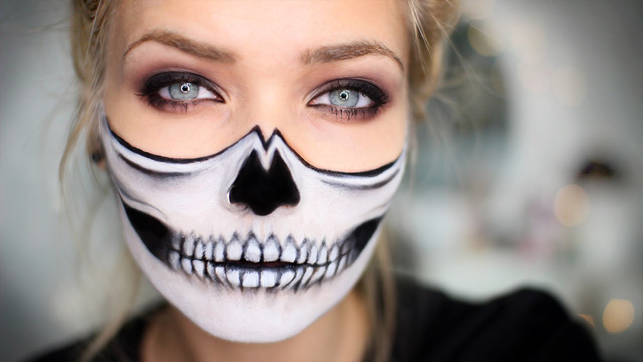 Half Skull Halloween Makeup Tutorial Youtube