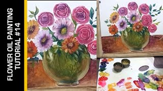 OIL PAINTING DEMONSTRATION#14 |Oil Painting Vase With Flowers | Roses & Daisies Flowers#Paintosam