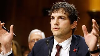 Ashton Kutcher Blows a Kiss at John McCain From Senate Floor