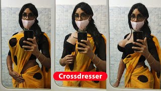 Crossdresser in saree! Male to Female Makeup  Body