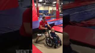 This boy in a wheelchair got to jump on a trampoline for the first time 👏❤️