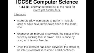 59 IGCSE Computer Science Tutorial  1 3 6 b – Interrupts and Buffers