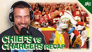 What did Derwin James say to Travis after the slam? | Chiefs v Chargers Recap