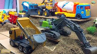 Collection of remote control construction vehicles:excavator, dump truck, concrete mixer truck