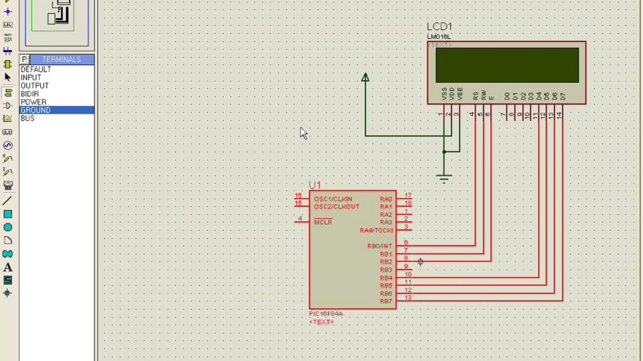 Lcd 16x2 Mikrobasic Y Proteus Pic16f84a Youtube