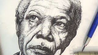 Pen and Ink Drawing Tutorials | Nelson Mandela Portrait Drawing Demonstration