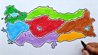 Türkiye Bölgeler Haritası Çizimi / Kolay  Türkiye Haritası Çizimi / Harita çizimi /Nasıl Çizilir