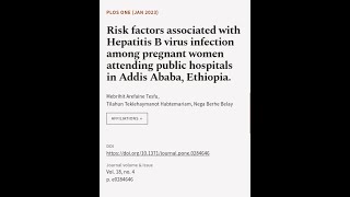 Risk factors associated with Hepatitis B virus infection among pregnant women attendi... | RTCL.TV