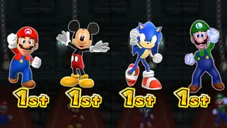 Mario Party 9 MiniGames - Mario Vs Sonic Vs Bowser Vs Mickey Mouse (Master Difficulty)