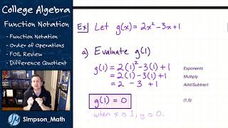 Function Notation and Difference Quotient Lecture