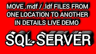 SQL സെർവർ .mdf, .ldf ഫയലുകളുടെ സ്ഥാനം ഒരു ഡ്രൈവിൽ നിന്ന് മറ്റൊരു ഡ്രൈവിലേക്ക് മാറുന്നു. .mdf, .ldf എന്നിവ നീക്കുക