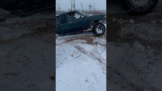 Toyota pickup crawls outta the ditch. #automobile #4x4ing #snow #4x4fun #fyp #offroad #toyota