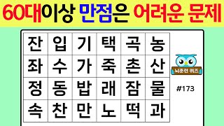 60대이상 만점은 어려운 문제 #173[숨은단어찾기,치매예방퀴즈,단어퀴즈,치매예방,낱말퀴즈]