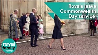 Prince William, Harry, Meghan and Kate leave Commonwealth Day service together