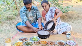 finger millet porridge with 9-type of veralevel sidedish traditional food பாரம்பரிய கேப்பங்கூழ்