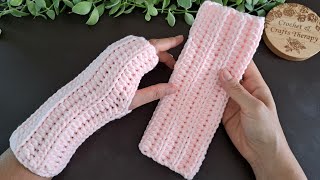 How to Crochet Easy Fingerless Gloves Mitts DIY Tutorial | Crochet & Crafts Therapy