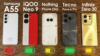 КТО ДОЛЬШЕ ПРОЖИВЕТ?🔋 Samsung A55, iQOO Neo 9, Nothing Phone (2a), Tecno Pova 6