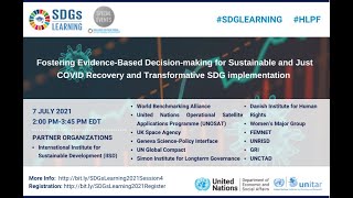 SDG Learning 2021 - Session 4: Fostering evidence-based decision-making & sustainable COVID recovery