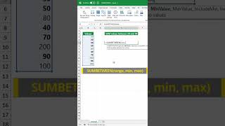 Sum values between two numbers in Excel