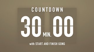 30 Minute Countdown Timer ⏳ Flip Clock with Simple Gong 🦂🔔