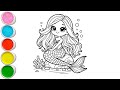 Beautiful Mermaid Drawing for Kids, Painting & Coloring for Kids | Let's Draw Together