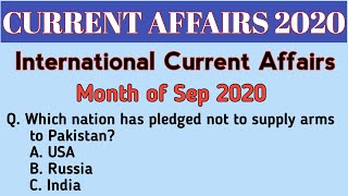 Current Affairs 2020|| Whole Month of Sep 2020|| International Current Affairs||