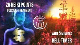 Guided Reiki Bell Timer - 5 Minute Alarm Clock with 26 Self-Healing Therapy Hand Placements