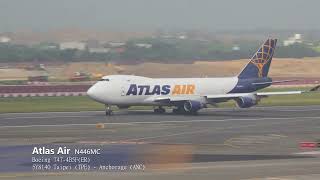 亞特拉斯航空波音747貨機起飛。Atlas Air Boeing 747 Cargo Take Off