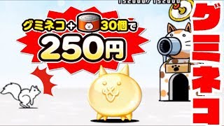 【課金キャラ】250円でゲットできるネコ！「グミネコ」を購入からの使ってみた！【にゃんこ大戦争】