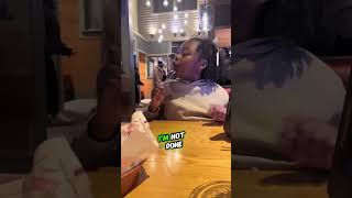 She asked the waitress to take her food before she was finished || Waitress took her food as a prank